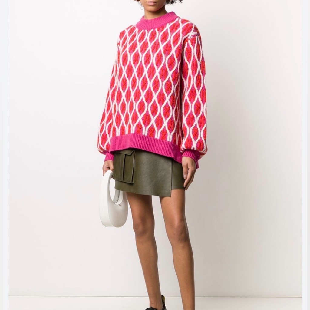 Stine Goya Wool Cable Knit Pattern Sweater